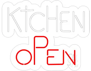 Kitchen Open Contoured Clear Backing LED Neon Sign