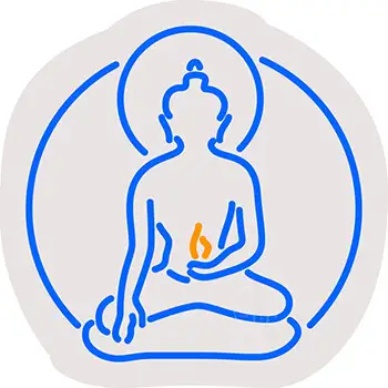 Buddha With Flame Contoured Clear Backing LED Neon Sign