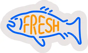 Fresh Fish Contoured Clear Backing LED Neon Sign