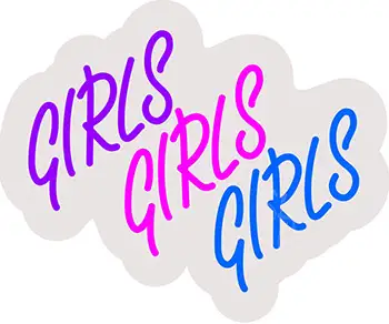 Girls Girls Girls Contoured Clear Backing LED Neon Sign