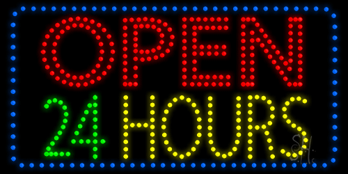 Open 24 Hours Animated Led Sign