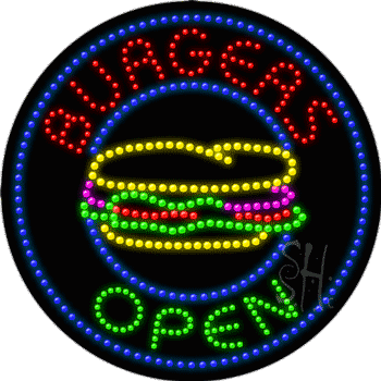 Burgers Open Animated Led Sign