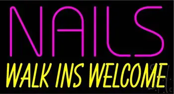 Multi Colored Nails Walk-ins Welcome LED Neon Sign