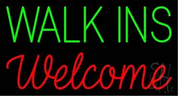 Pink Walk Ins Welcome White LED Neon Sign