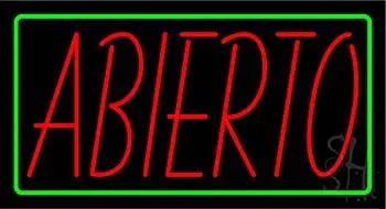Red Abierto with Green Border LED Neon Sign