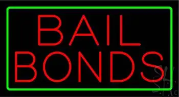 Red Bail Bonds Blue Border LED Neon Sign