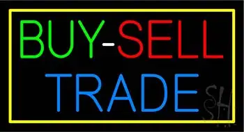 Multi Colored Buy Sell Trade with Blue Border LED Neon Sign