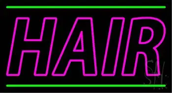 Double Stroke Hair with Green Border LED Neon Sign