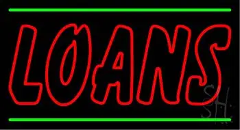 Double Stroke Red Loans Green Border LED Neon Sign