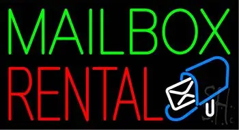 Mailbox Rental Blue Rectangle LED Neon Sign