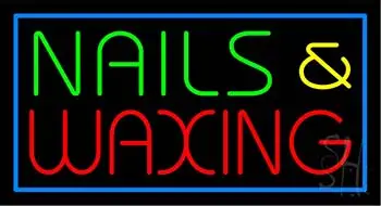 Red Nails and Waxing with Green Border LED Neon Sign