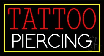Tattoo Piercing Blue Border LED Neon Sign