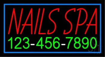 Red Nails Spa with Phone Number LED Neon Sign