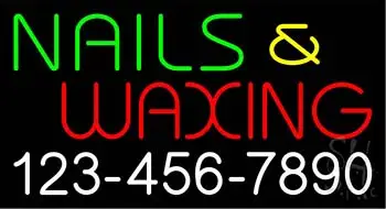 Nails and Waxing with Phone Number LED Neon Sign
