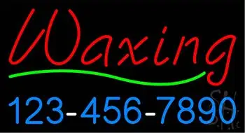 Red Cursive Waxing with Phone Number LED Neon Sign