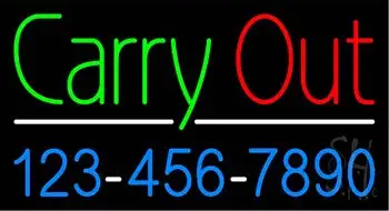 Carry Out with Phone Number LED Neon Sign
