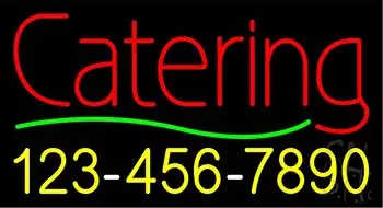 Yellow Catering with Phone Number LED Neon Sign