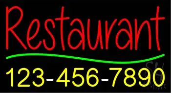 Red Restaurant with Phone Number LED Neon Sign