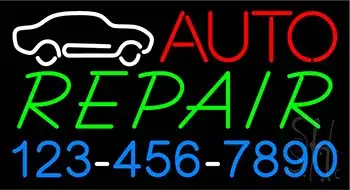 Auto Repair with Phone Number LED Neon Sign