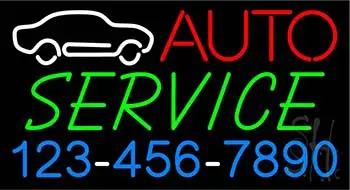 Auto Service with Phone Number LED Neon Sign