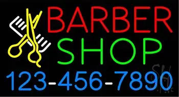 Pink Barber Shop with Phone Number LED Neon Sign