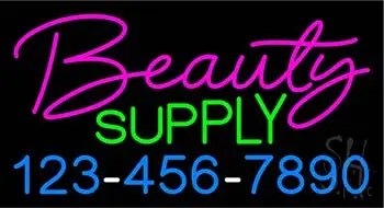 Red Beauty Supply with Phone Number LED Neon Sign
