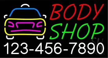 Body Shop with Phone Number LED Neon Sign