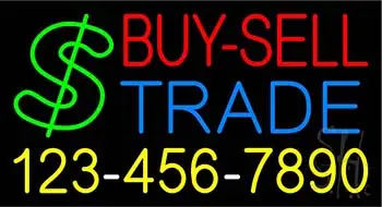 Multi Colored Buy Sell Trade with Phone Number LED Neon Sign