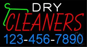 Dry Cleaners with Phone Number Logo LED Neon Sign