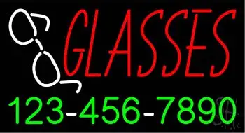 Red Glasses with Phone Number LED Neon Sign