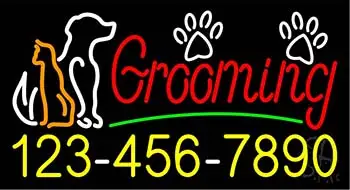 Grooming with Phone Number LED Neon Sign