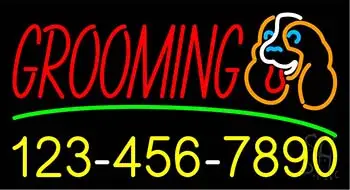 Dog Logo Grooming Phone Number LED Neon Sign