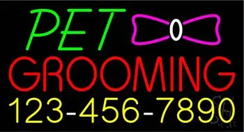 Pet Grooming with Phone Number LED Neon Sign