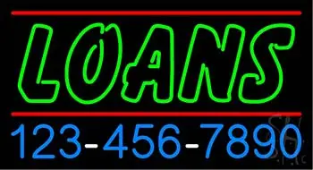 Double Stroke Red Loans with Phone Number LED Neon Sign