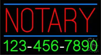 Double Stroke Yellow Notary with Phone Numbers LED Neon Sign