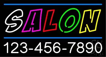 Yellow Salon with Phone Number LED Neon Sign