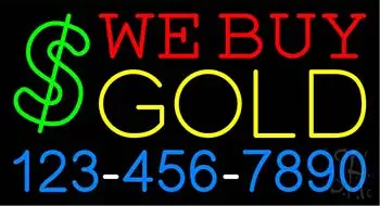 We Buy Gold with Phone Number LED Neon Sign