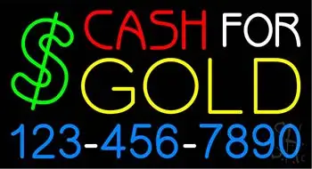 Cash for Gold with Phone Number LED Neon Sign