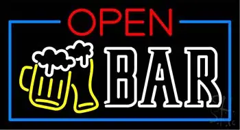 Open Bar with Beer Mug LED Neon Sign