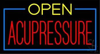 Red Open Acupressure Green Border LED Neon Sign