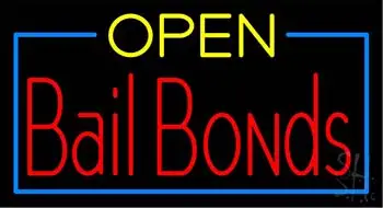 Yellow Open Bail Bonds Green Line LED Neon Sign