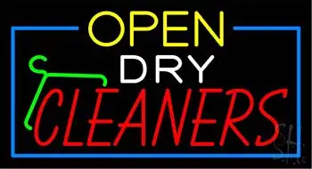 Open Dry Cleaners Logo LED Neon Sign
