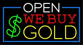 Open We Buy Gold LED Neon Sign