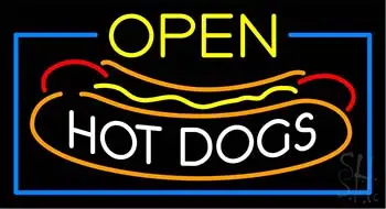 Open Hot Dogs LED Neon Sign