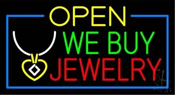 We Buy Jewelry Open LED Neon Sign