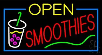 Yellow Open Smoothies with Glass LED Neon Sign