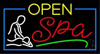 Yellow Open Red Spa Green Border LED Neon Sign