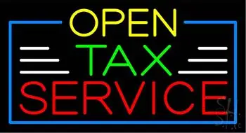 Yellow Open Double StrokeTax Service LED Neon Sign