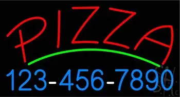 Double Stroke Red Pizza with Phone Number LED Neon Sign
