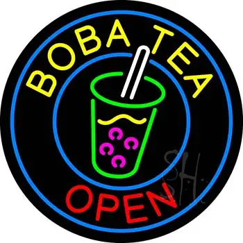 Circle Boba Tea LED Neon Sign